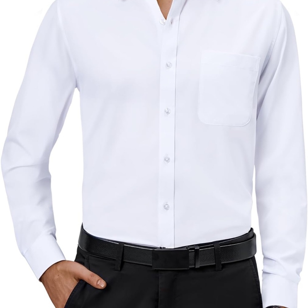 Alimens & Gentle Mens Dress Shirts 4-Way Stretch Long Sleeve Collared Casual Sol